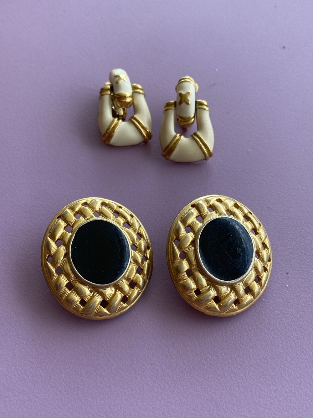 Two pairs of vintage clip on earrings